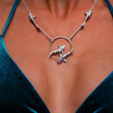 Quadruple Whale Shark  Sterling Silver Necklace